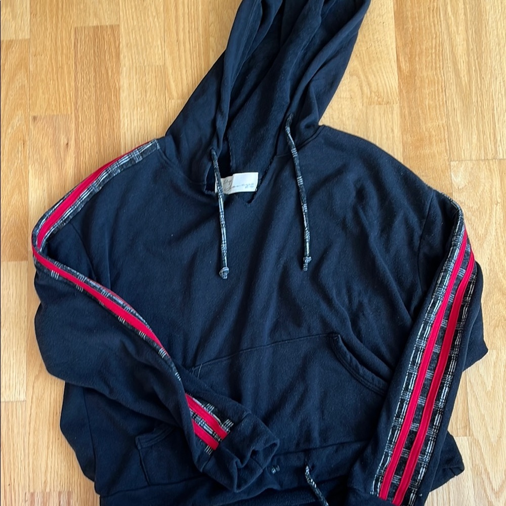 Red and Black Pullover Hoodie with Drawstring